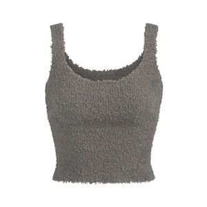 New SKIMS L/XL Cozy Knit Tank Top Smoke Grey Fuzzy Soft Loungewear NWT